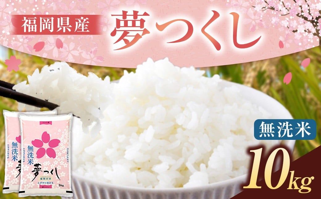 《令和7年産》 福岡県産 夢つくし 無洗米 10kg （5kg × 2袋） こめ コメ ごはん ご飯 コシヒカリ キヌヒカリ 白米 令和7年度米 単一原料米 ブランド米 福岡県 うきは市 常温