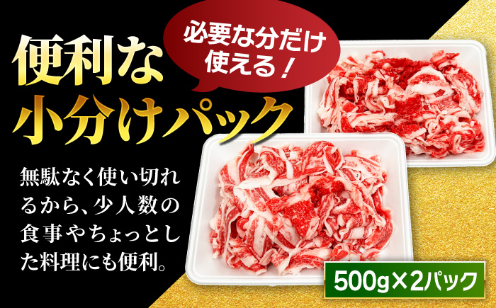 【3回定期便】小分け大容量 博多和牛 切り落とし 1kg (500g×2パック) 【馬庵このみ】和牛 牛肉 切り落とし 小分け 肉 不揃い 大容量 すき焼き 定期便