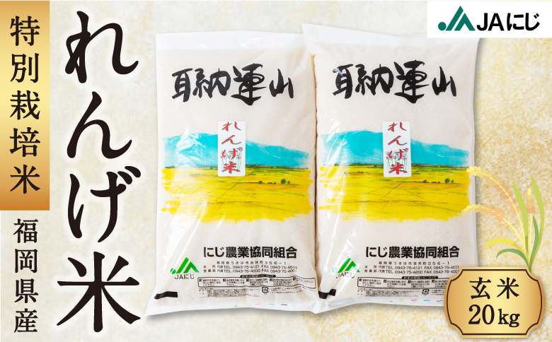 JAにじ 特別栽培米「れんげ米」 玄米20kg)