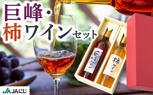 JAにじ 巨峰ワイン(500ml)・柿ワイン(500ml) ２本セット  果実酒 フルーツワイン