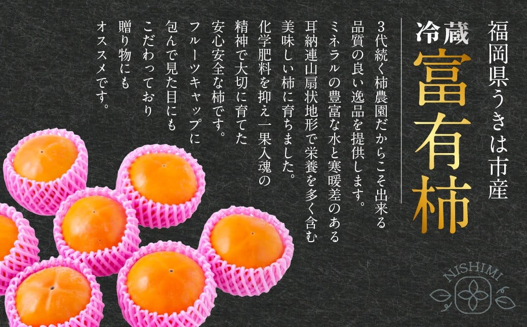 【先行予約】西見柿農園 冷蔵富有柿 9玉から11玉 (約3kg) 【2026年12月下旬-2027年1月下旬発送予定】 柿 かき カキ 果物 くだもの フルーツ 果実 ジューシー お取り寄せ 福岡県 うきは市