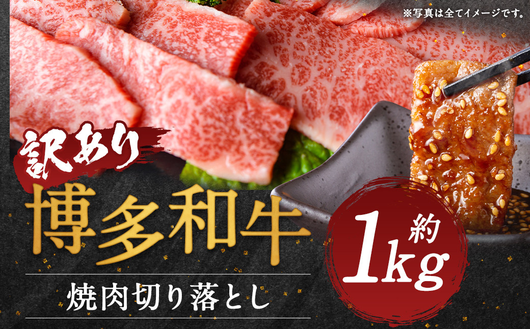 【訳あり】博多和牛焼肉切り落とし 約1kg(約500g×2パック)