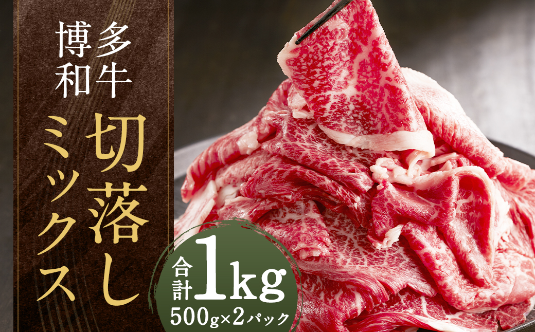 博多和牛 切落しミックス 計1kg（500g×2パック）（お肉ソムリエ開発焼肉のたれ＆肉専用スパイス2種付）和牛 博多和牛  牛肉 お肉 切り落とし タレ付き スパイス付き