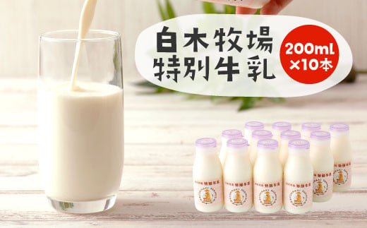 白木牧場 特別 牛乳 200ml×10本 搾りたての 牛乳