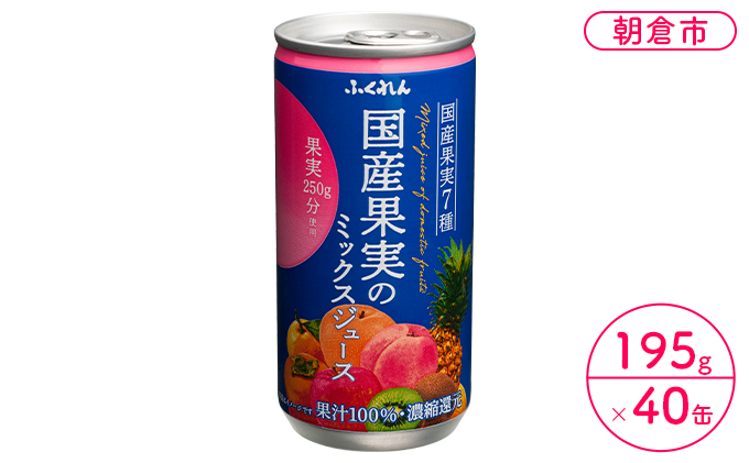 ジュース 果汁100％ 国産果実のミックスジュース 195g×20缶入り 2ケース ふくれん※配送不可：北海道・沖縄・離島