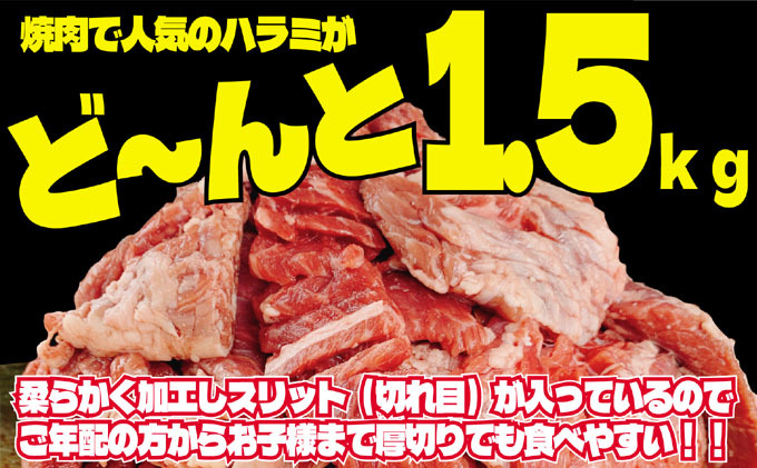 訳あり 牛肉 柔らか 厚切り 牛ハラミ ステーキ 塩仕込み 計1.5kg 500g×3p 配送不可 離島