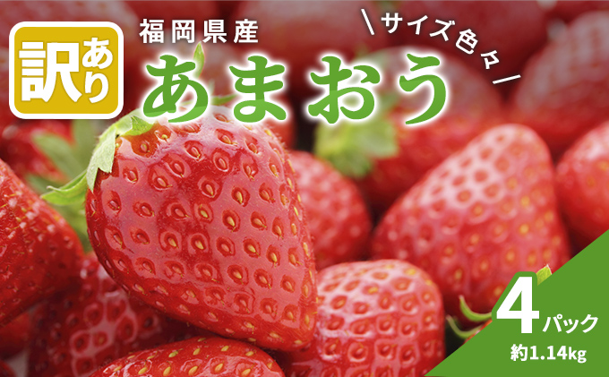 訳あり いちご 2026年3月中旬より発送 あまおう サイズ色々 4パック 約1.14kg 配送不可 離島 果物 フルーツ 福岡県産あまおう