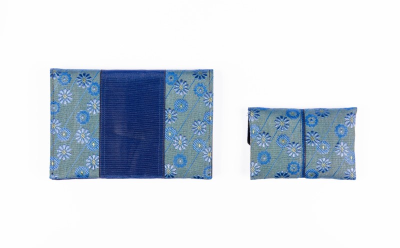 畳縁使用!! マルチケース大・小Cセット(花柄:青系色)