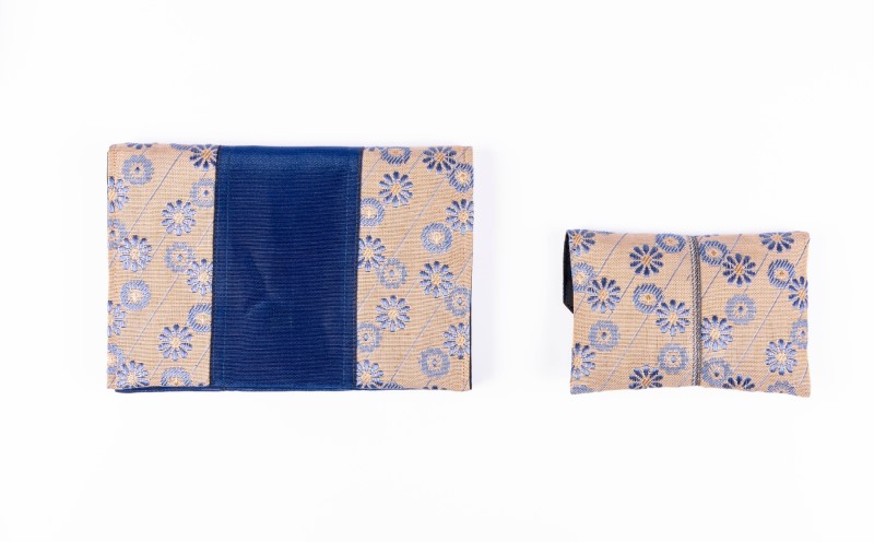 畳縁使用!! マルチケース大・小Dセット(花柄:ベージュ色)