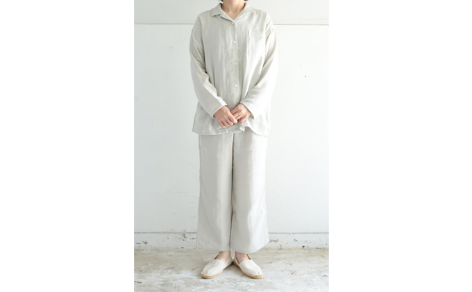 PGガーゼ ガーゼパイピングパジャマ レディス わかみどり