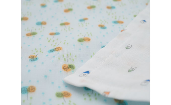 PGガーゼ　ブランケット ふたば ベビー 赤ちゃん 用品 グッズ アイテム お出かけ 敷く 掛ける くるむ ガーゼケット コンパクト 外出 ベビーカー 上掛け 水色 