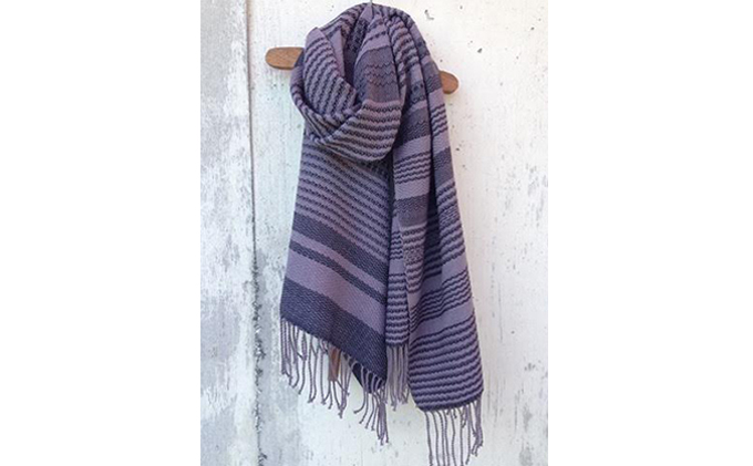 ito to iro 手染め・手織り仕上「ストール」 ゴバイシグレー×ブラック・変化織り（大判）A 冬物 ファッション小物