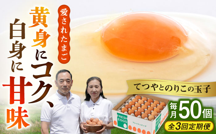 【全3回定期便】【50個×3ヶ月】黄身にコク！白身に甘み！てつやとのりこの玉子 板垣ファーム [AWD007]
