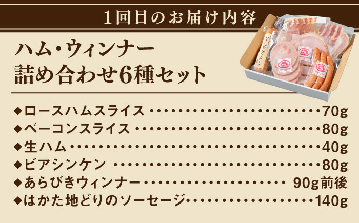 【全3回定期便】　ハム / 糸島牛肩ロース(焼肉用) / 糸島牛ウデ・モモ・バラ切り落とし 月替り セット 糸島市 / 志摩スモークハウス / ハム 牛肉 セット [AOA043]