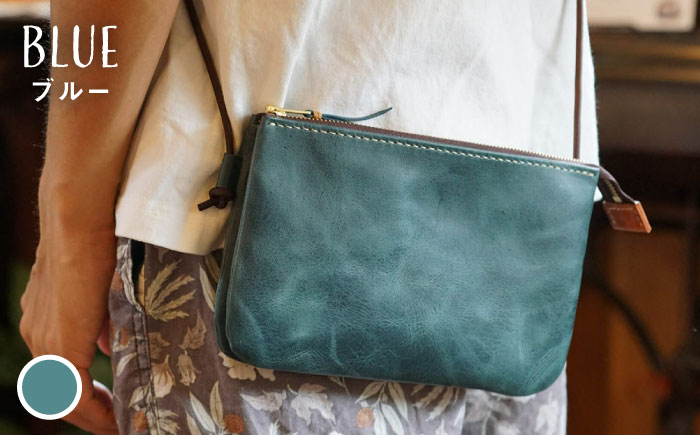 【経年変化を楽しむ】本革 3ポケット サコッシュ 革小物 革バッグ 糸島市 / BLESS [AAA034]