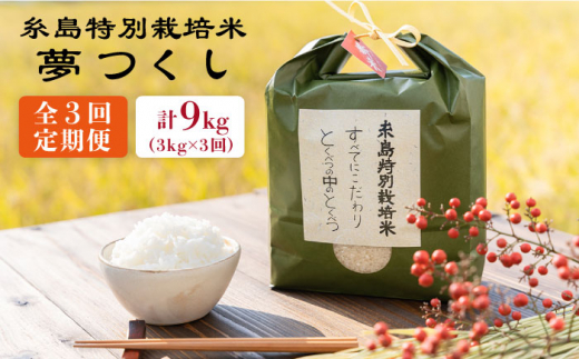 【全3回定期便】とくべつの中のとくべつ 糸島 特別栽培米 3kg （ 夢つくし ） 糸島市 / itoshimacco / 株式会社やました [ARJ023]