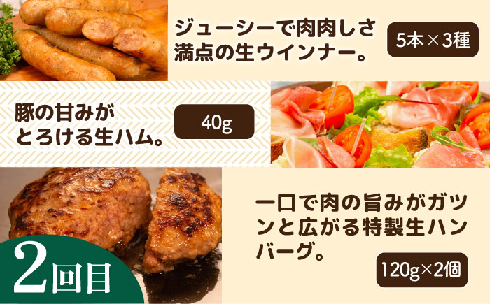 【全3回定期便】 ウインナー / ハンバーグ / ハム 月替り セット 糸島市 / 志摩スモークハウス 生ハム ベーコン [AOA038] 定期便 生 ウインナー ソーセージ ハンバーグ お肉