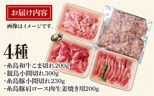 【全6回定期便】牛肉 豚肉 鶏肉 日常使いの精肉セット 930g 2～3人前 4種《糸島》【糸島ミートデリ工房】 [ACA194]