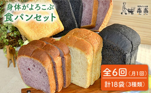 【 全6回 定期便 】身体がよろこぶ 食パン 3種 セット ( 卵 / 乳製品 不使用 )《糸島》【天然パン工房楽楽】【いとしまごころ】[AVC014]