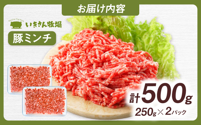 一貴山豚 ミンチ 計500g(250g×2p) 糸島市 / いきさん牧場 豚肉 [AGB052] 豚肉 豚 ブランド豚 一貴山豚 ポーク ミンチ ひき肉 挽き肉 肉 250g