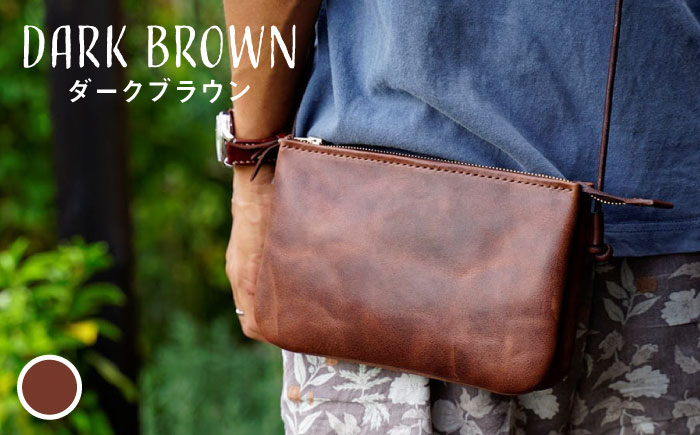 【経年変化を楽しむ】本革 3ポケット サコッシュ 革小物 革バッグ 糸島市 / BLESS [AAA034]