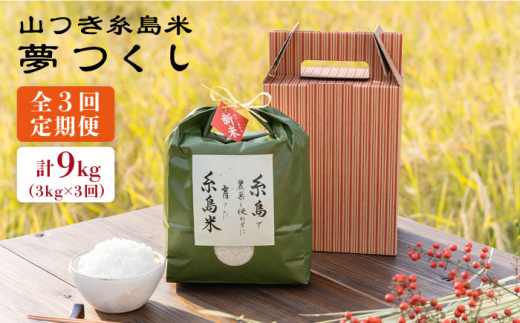 【全3回定期便】糸島 で 農薬 を使わずに育てた 山つき 糸島米 3kg （ 夢つくし ） 糸島市 / itoshimacco / 株式会社やました [ARJ031]