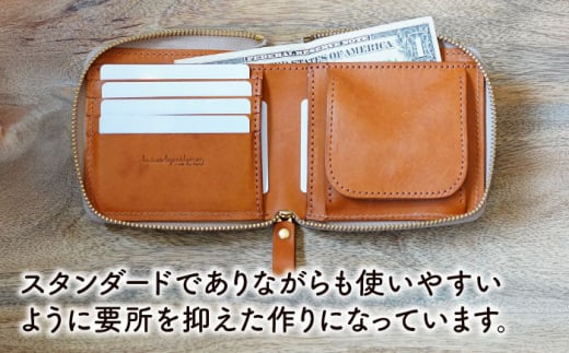 ラウンドファスナーの二つ折り財布 糸島市 / LADIES＆GENTLEMEN 本革 革製品 レザー [ADK068]