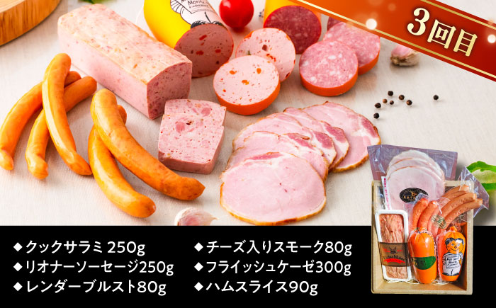 【全3回定期便】本場ドイツで連続金賞受賞！本格 ウインナーの バラエティ 定期便 ( ウインナー / ハム / 生ウインナー / 生ハム ) 糸島 / 糸島手造りハム バラエティーセット [AAC009] ランキング 上位 人気 おすすめ 贈り物 のし対応 BBQ キャンプ アウトドア 焼肉 お中元 お歳暮 おつまみ