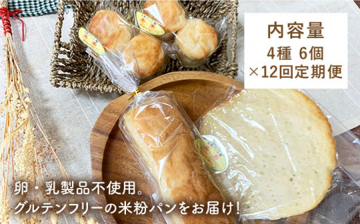 【全12回定期便】身体にやさしい 米粉 パン の セット 《糸島》【天然パン工房楽楽】【いとしまごころ】[AVC051]