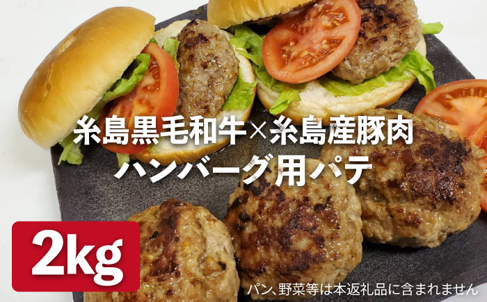 【ハンバーグ用】糸島黒毛和牛 / 糸島産豚肉 ミックス ハンバーグ パテ 2kg (500g×4)  糸島市 / 糸島ミートデリ工房 [ACA117]