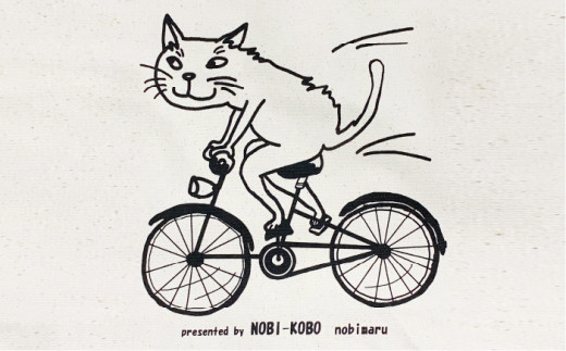 キャンパス 地 トート バッグ 「 自転車 猫 」 《糸島》【のび工房】 【いとしまごころ】[ADZ012]