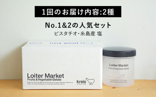 【全6回定期便】糸島で行列のできる アイスクリーム屋 ジェラート ボトル 2個 セット： 当店NO.1,2の ピスタチオ , 塩 糸島市 / LoiterMarket ロイターマーケット [AGD024] アイス クリーム アイスクリーム