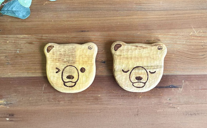 しろくまのコースター 1点 手彫り 木製 糸島市 / しろくも工房【いとしまごころ】 [AEO012]