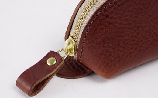 三角 フォルム の ファスナー ペンケース 《糸島》【LADIES&GENTLEMEN】 革 革製品 [ADK017] ふっくらフォルムで大容量  可愛い三角のファスナーペンケース