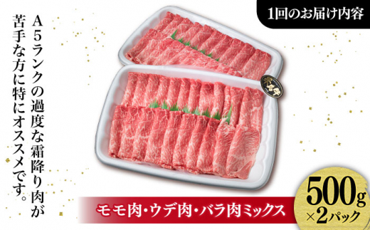 【全12回定期便】【 すき焼き / 焼肉 】1kg A4ランク 糸島 黒毛和牛 すき焼き 焼肉用 スライス 糸島市 / 糸島ミートデリ工房 [ACA361]