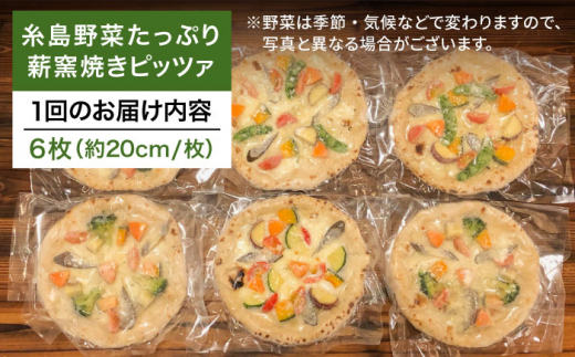 【全3回 定期便】大地の恵み！ 糸島産 の 野菜 をふんだんに使用した 薪 窯焼き ピッツァ 6枚 セット《糸島市》【mamma-mia】 [AUH024]