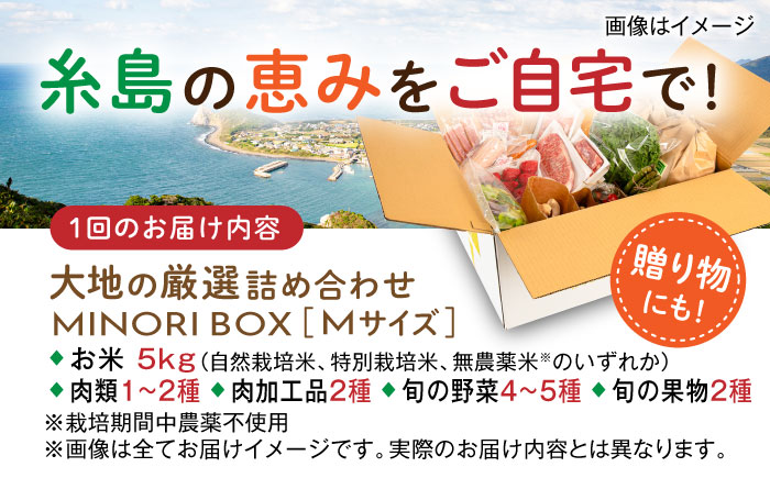 【全4回定期便】糸島産 肉 米 野菜 果物 厳選詰め合わせ MINORI BOX Mサイズ【季節ごとに年4回お届け】 糸島市 / emma.Inc / 米 肉 野菜 果物 詰め合わせ [AOP002] 米 こめ 肉 にく 野菜 やさい 果物 くだもの 糸島 詰め合わせ MINORI