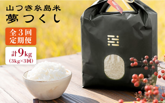 【全3回定期便】糸島 で 農薬 を使わずに育てた 山つき 糸島米 3kg （ 夢つくし ） 糸島市 / itoshimacco / 株式会社やました [ARJ031]