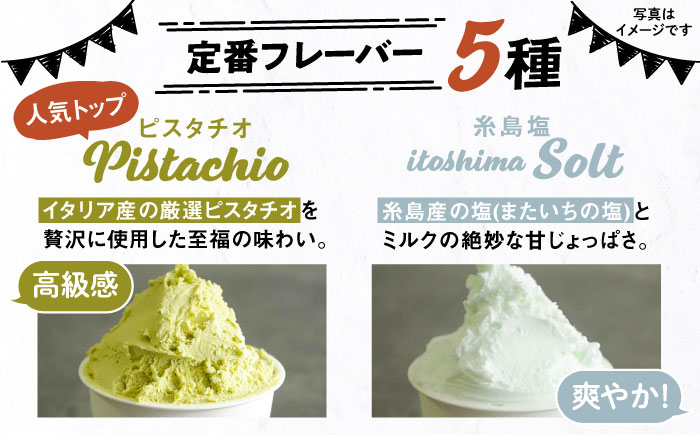 【全3回定期便】ジェラート カップ 10個セット：おすすめ5種類×各2個( ピスタチオ 塩 抹茶 ビターチョコ キャラメル ) 糸島市 / LoiterMarket ロイターマーケット [AGD017] アイス クリーム アイスクリーム