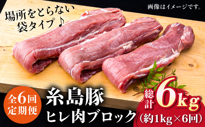 【全6回定期便】糸島産豚肉 ヒレ肉 ブロック 1kg （1本350g前後×3本）《糸島》【糸島ミートデリ工房】 [ACA234]