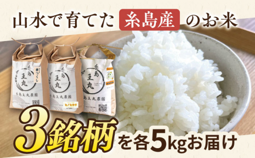 糸島産 夢つくし ・ ヒノヒカリ ・ ミルキークイーン 食べ比べ 3種セット 5kg×3糸島市 / 糸島王丸農園（ 谷口汰一 ） 【いとしまごころ】 米 玄米 [AAZ020] 