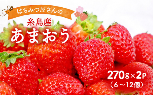 【2025年1月中旬より順次発送】はちみつ屋さんの 糸島産 あまおう（270g×2パック） 糸島市 / ヴァンベールフーズ [AFJ004]