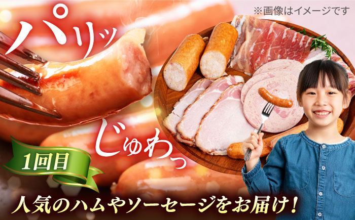 【全3回定期便】　ハム / 糸島牛肩ロース(焼肉用) / 糸島牛ウデ・モモ・バラ切り落とし 月替り セット 糸島市 / 志摩スモークハウス / ハム 牛肉 セット [AOA043]