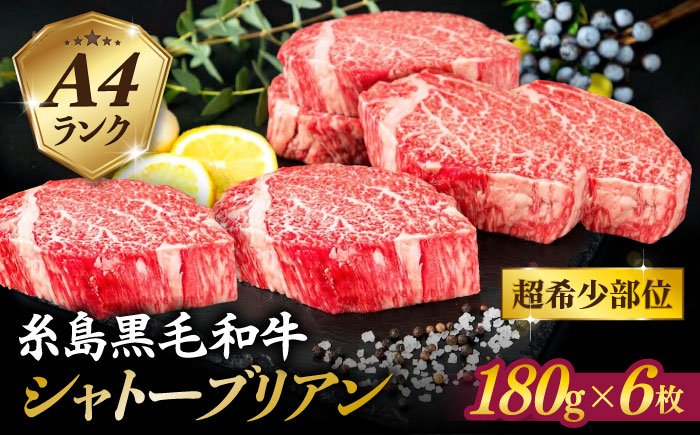 【 極厚 シャトーブリアン 】A4ランク 糸島黒毛和牛 ヒレ肉 約180g×6枚 糸島市 / 糸島ミートデリ工房 [ACA388]
