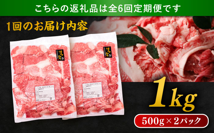 【 全6回 定期便 】 博多 和牛 切り落とし 1kg ( 500g × 2P ) 糸島 【幸栄物産】 [ABH015]  牛肉 肉じゃが すき焼き 炒め物 用  ランキング 上位 人気 おすすめ 肉 牛肉 博多 和牛 黒毛和牛 切り落とし 500g 小分け 袋 小間切れ