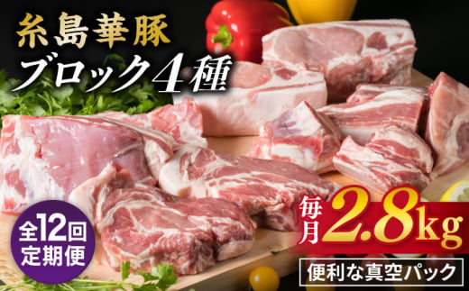 【全12回定期便】【 盛り合わせ 】 糸島華豚 ブロック肉4品盛合せセット 約2.8kg 糸島市 / 糸島ミートデリ工房 [ACA280]