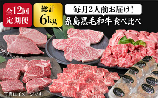 【全12回定期便】 糸島 黒毛和牛 食べ比べ セット 2人前 約 6 kg【月1回】 《糸島》 【糸島ミートデリ工房】 [ACA111] 定期便 肉 ランプ シャトーブリアン サーロイン ランキング 上位 人気 おすすめ