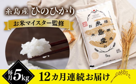 【全12回定期便】【こだわり精米】糸島産 ひのひかり 5kg 糸島市 / RCF 米 お米マイスター [AVM008]