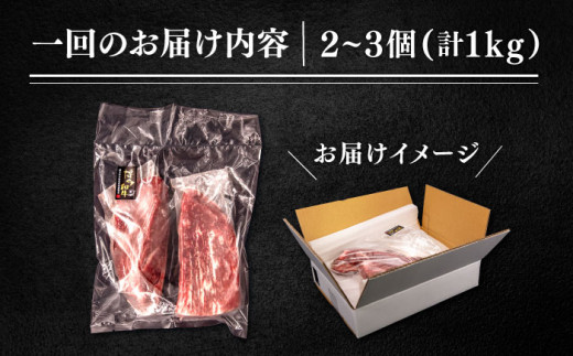 【 全3回 定期便 】 博多 和牛 モモ ブロック 1kg ( 2-3本 ) 糸島市 / 幸栄物産　肉 牛肉  [ABH023]