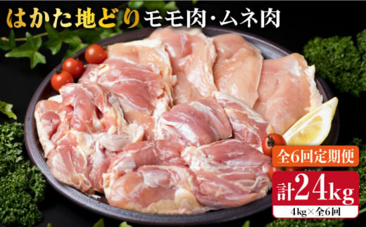 【全6回定期便】はかた地どり もも肉 2kg & むね肉 2kg 合計4kg セット 糸島【糸島ミートデリ工房】 [ACA158] 博多 鶏肉 鳥 もも むね モモ ムネ 焼肉 焼き肉 BBQ 小分け 国産